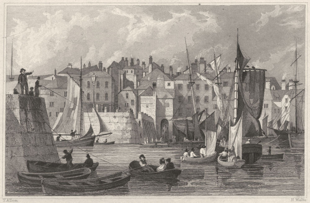 DEVON. The Barbican Pool, &c., Plymouth 1829 old antique vintage print picture